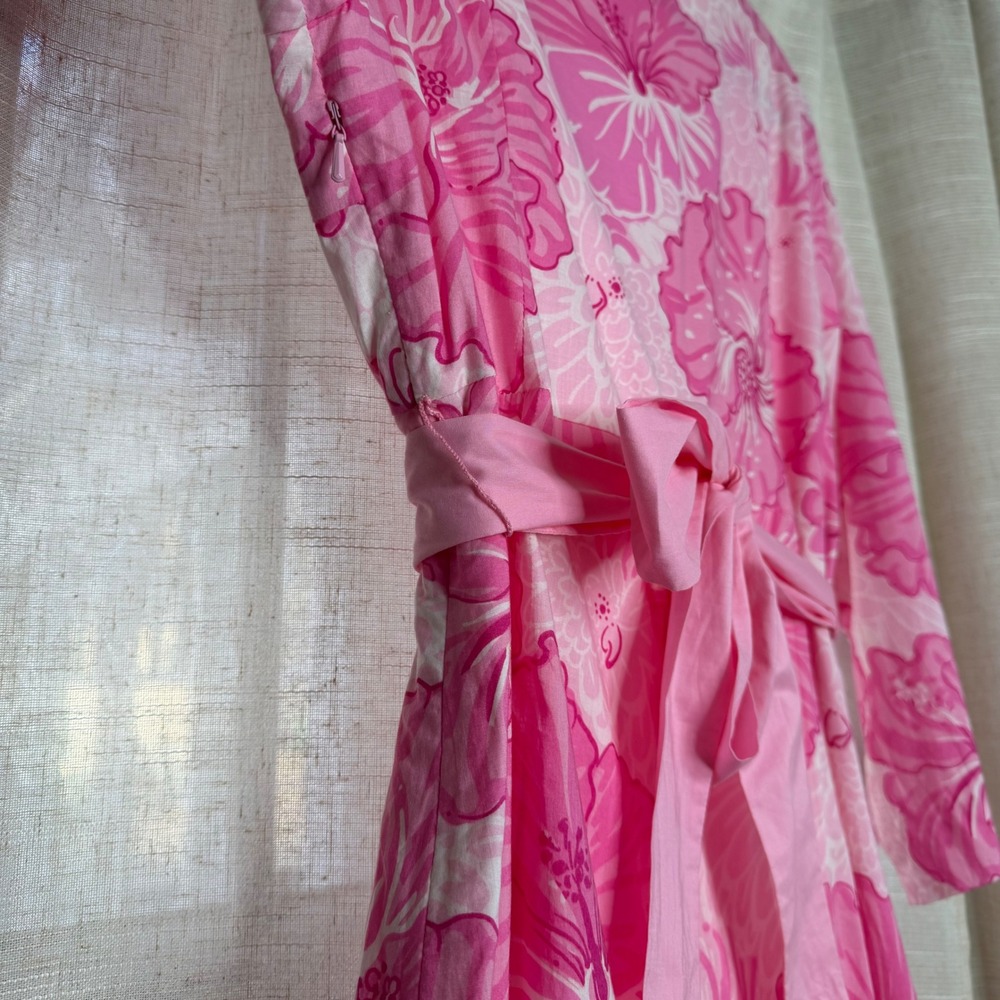 Lilly Pulitzer Pink Floral Midi Dress - 100% Cotton - Picture 8 of 11